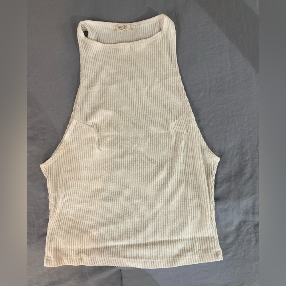 J Galt/Brandy Melville high-necked, ribbed white tank top. One size. Fits S/M.